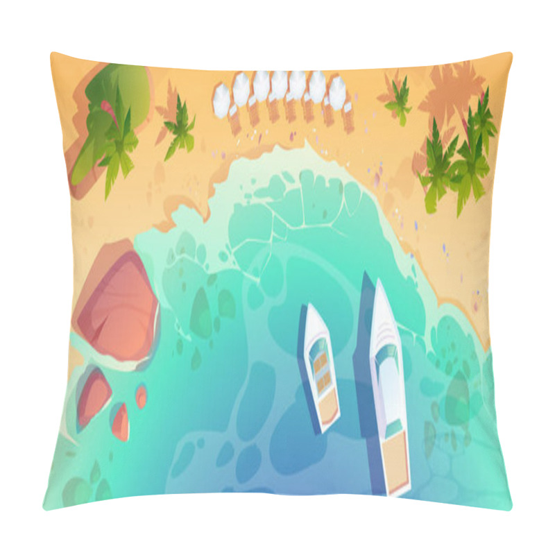 Personality  Sea Beach Top View, Tropical Ocean Coastline. Pillow Covers