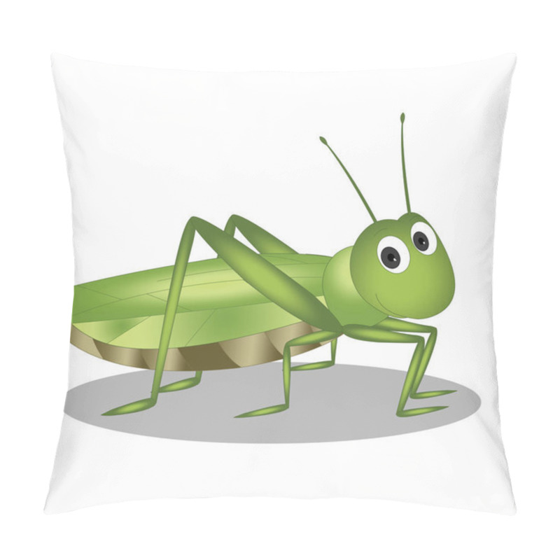 Personality  Grasshopper With Expressions - Cartoon Vector Image Pillow Covers