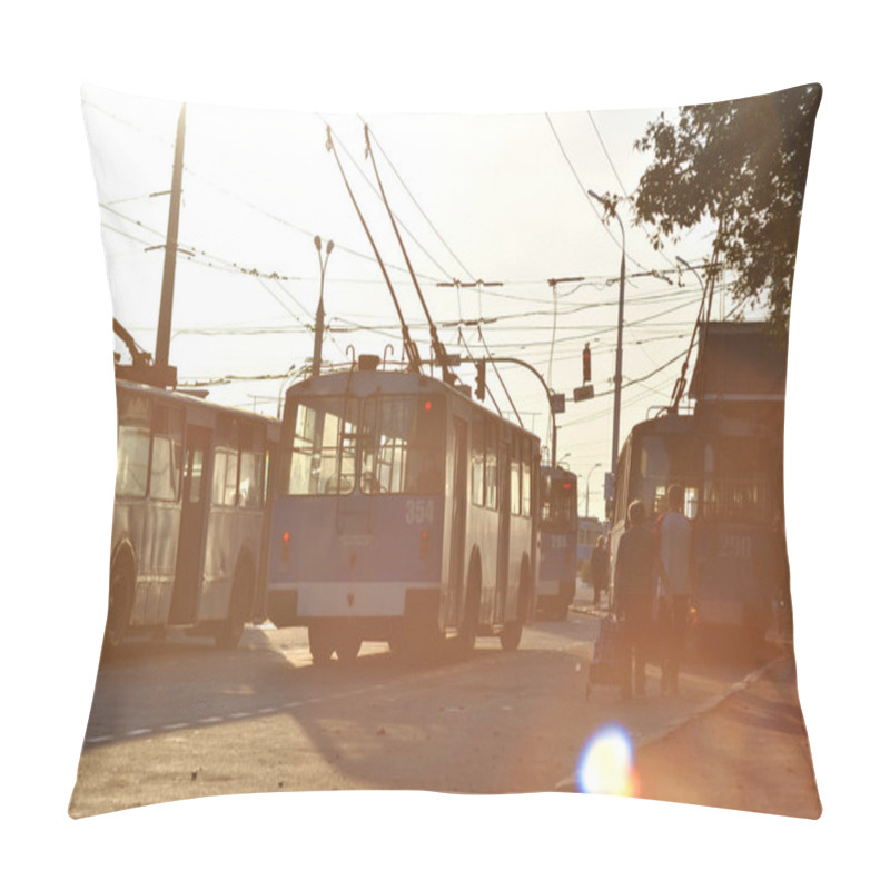 Personality  Trolley Bus In The City Pillow Covers