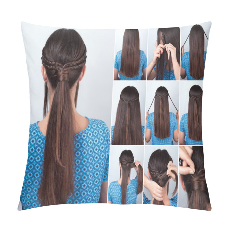 Personality  Easy Hairstyle Pony Tail With Plaits Hair Tutorial Pillow Covers