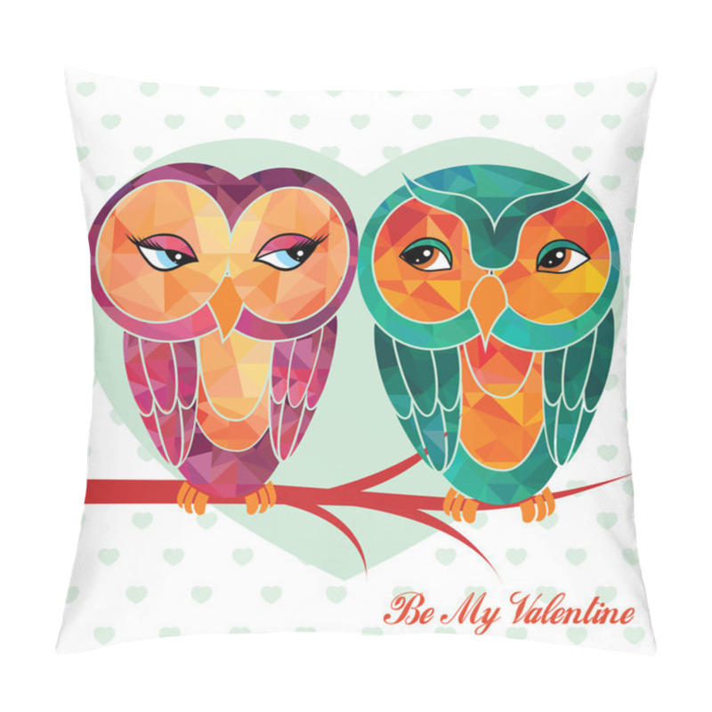 Personality  Valentine's Day Card With Owls Pillow Covers