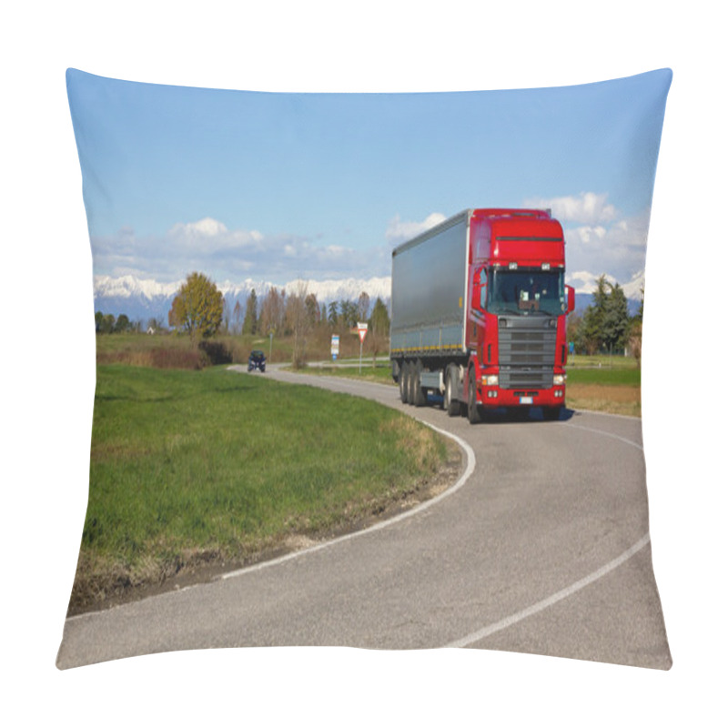 Personality  Red Truck On The Road Pillow Covers