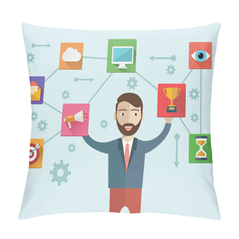 Personality  Businessman Presenting Customer Service Pillow Covers