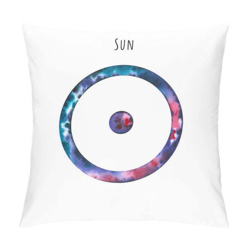 Personality  Watercolor Symbol Of Sun. Hand Drawn Illustration Is Isolated On White. Astrological Sign Is Perfect For Astrologer Blog, Horoscope Background, Astronomy Design, Cosmic Card Pillow Covers