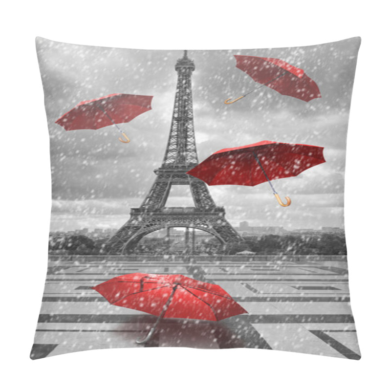 Personality  Eiffel Tower With Flying Umbrellas.  Pillow Covers