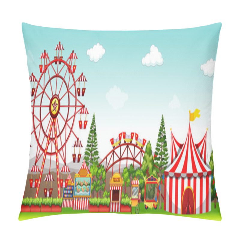 Personality  Amusement Park At Daytime Pillow Covers