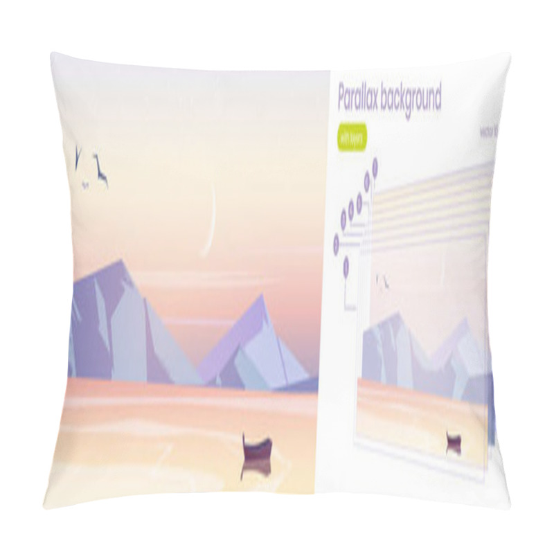 Personality  Parallax Background, Sunrise In Ocean With Boat Pillow Covers