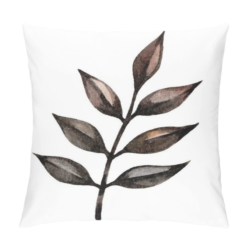 Personality  A Simple Yet Elegant Illustration Of A Black Branch With Leaves, Perfect For Nature-themed Designs And Minimalistic Compositions. Pillow Covers