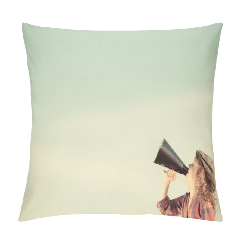 Personality  Kid Shouting Through Megaphone Pillow Covers