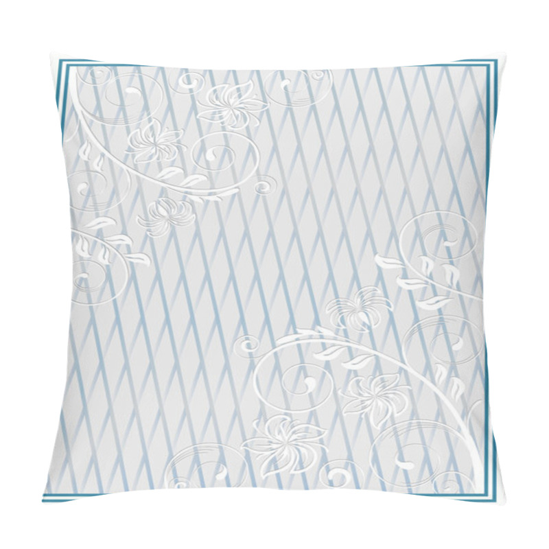 Personality  Decorative Blue Frame With A Pale Floral Ornament And Lattice On Background. Template For Diplomas, Certificates. Letter Page Format.  Pillow Covers