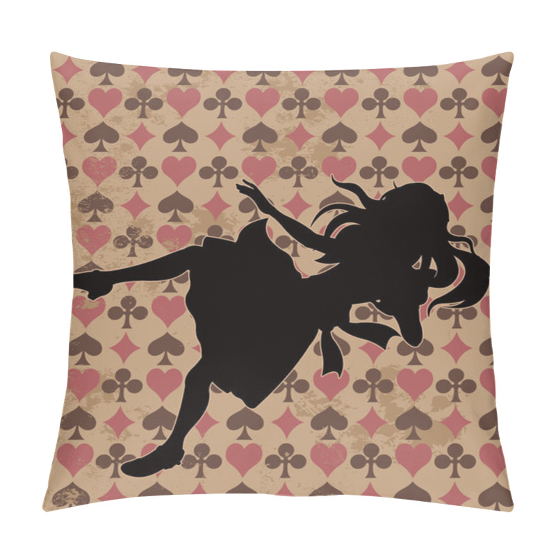 Personality  Alice Silhouette On Play Card Background Pillow Covers