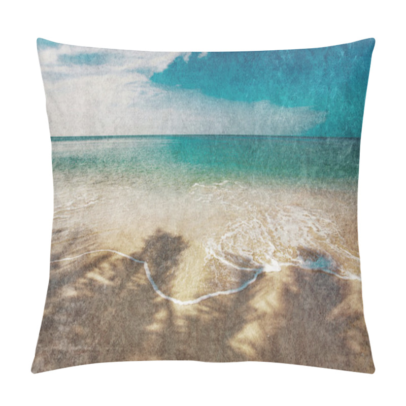 Personality  Exotic Tropical Beach In Retro Style Pillow Covers