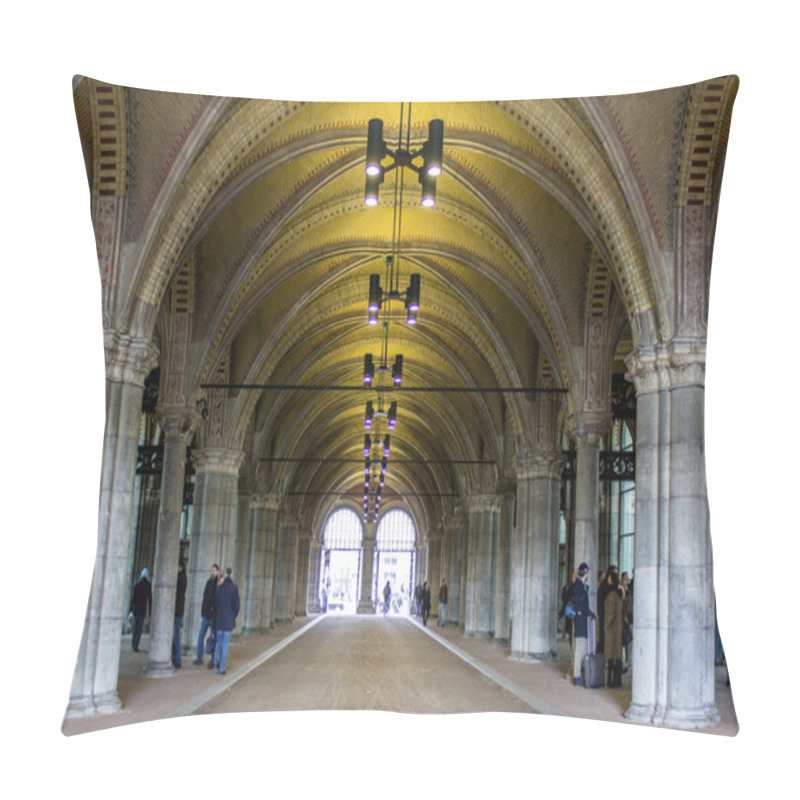 Personality  AMSTERDAM, NETHERLANDS - FEBRUARY 08: Exterior Bicicle Passage At Rijksmuseum Pillow Covers