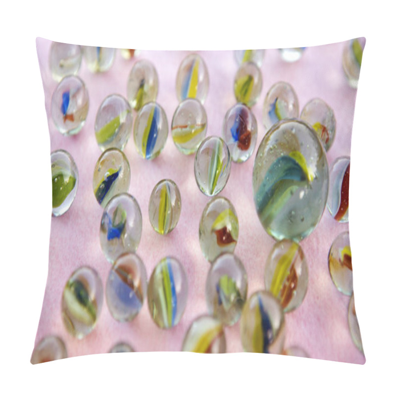 Personality  One Big Marble And Small Ones On Pink Table Pillow Covers