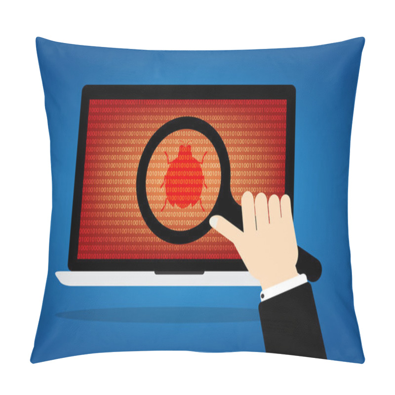 Personality  Human Hand Hold A Magnifying Glass Find A Red Malware Bug Comput Pillow Covers