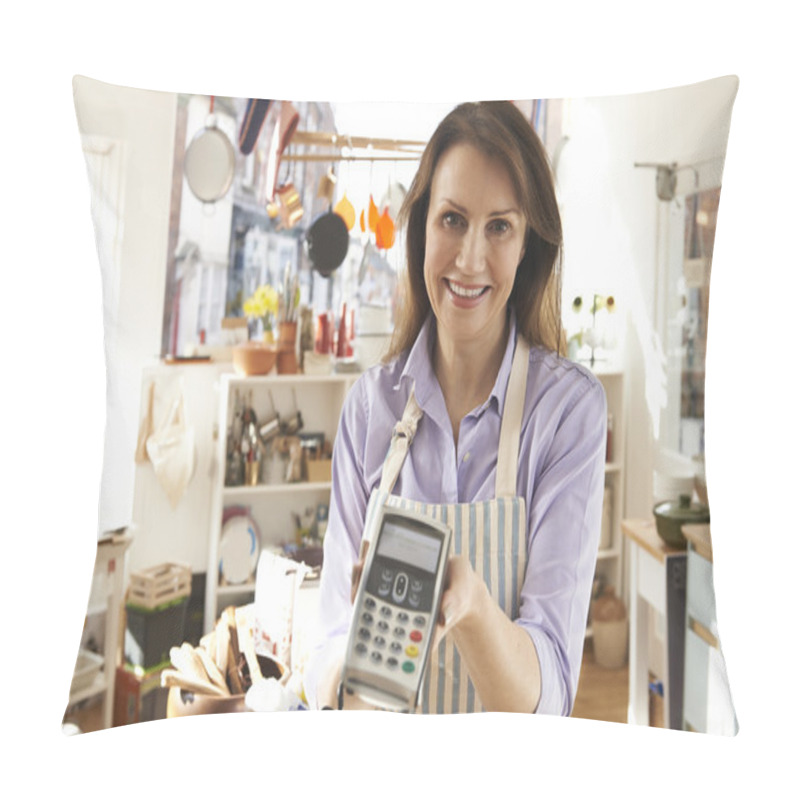 Personality  Sales Assistant In Homeware Store With Credit Card Machine Pillow Covers