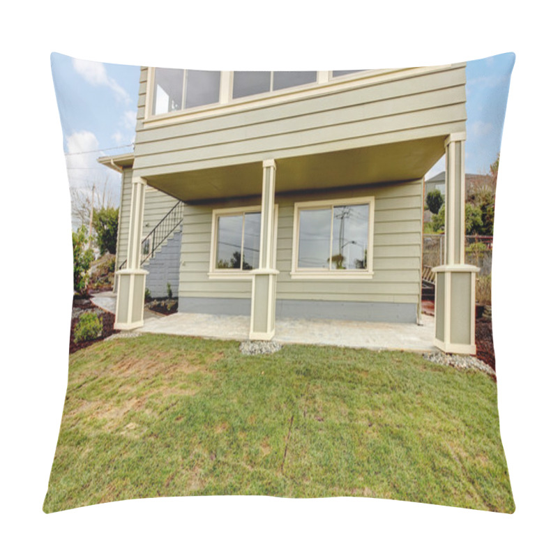 Personality  Grey Green Newly Remodeled Two Level House Exterior. Pillow Covers