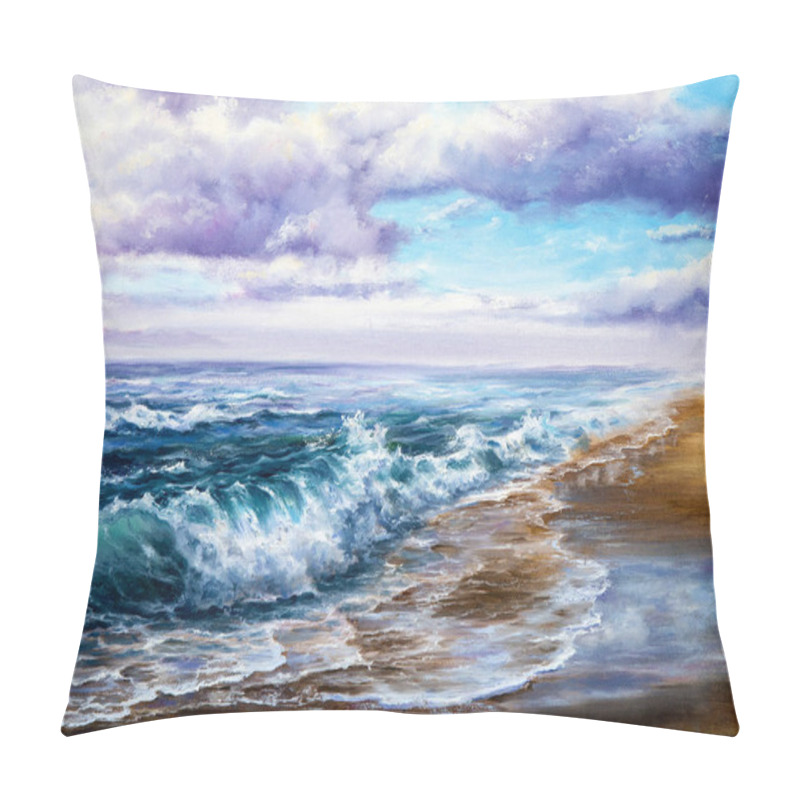 Personality  Original Oil Painting Showing Waves In  Ocean Or Sea On Canvas. Modern Impressionism, Modernism,marinis Pillow Covers