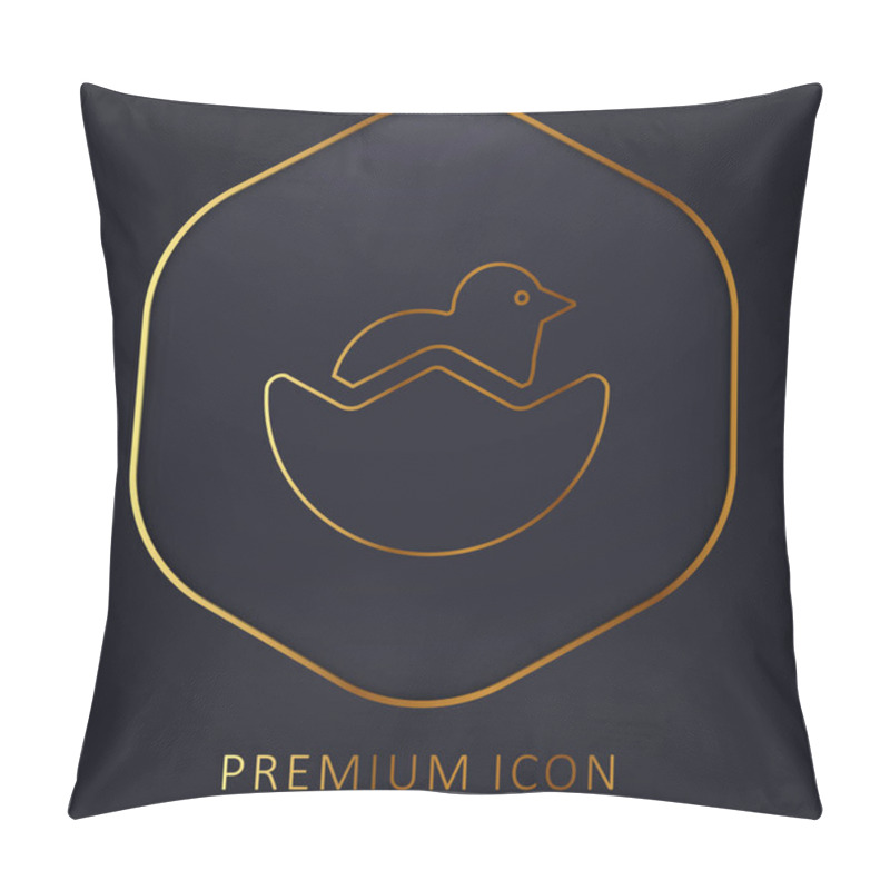 Personality  Baby Chicken And Half Egg Shell Golden Line Premium Logo Or Icon Pillow Covers