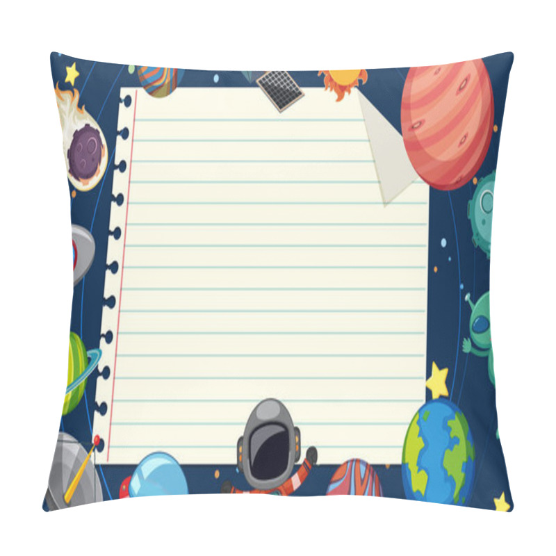 Personality  Paper Template With Planets In Space Background Pillow Covers