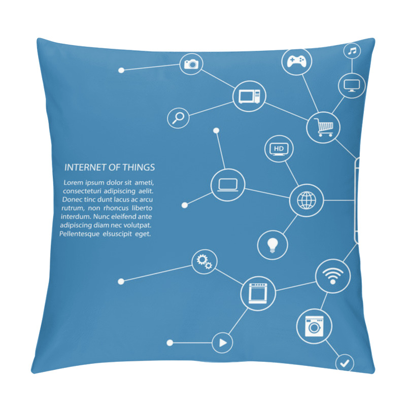 Personality  Internet Of Things Concept With Smart Phone And White Icons. Design Banner. Pillow Covers