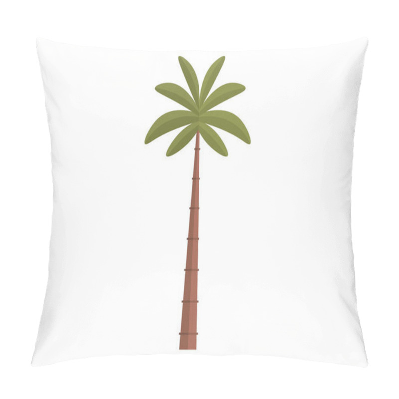 Personality  A Tall Coconut Palm Tree With A Brown Trunk And Lush Green Leaves Set Against A White Background. Ideal For Tropical Themes, Travel, Nature, Summer, And Beach Designs. Flat Simple Style Pillow Covers