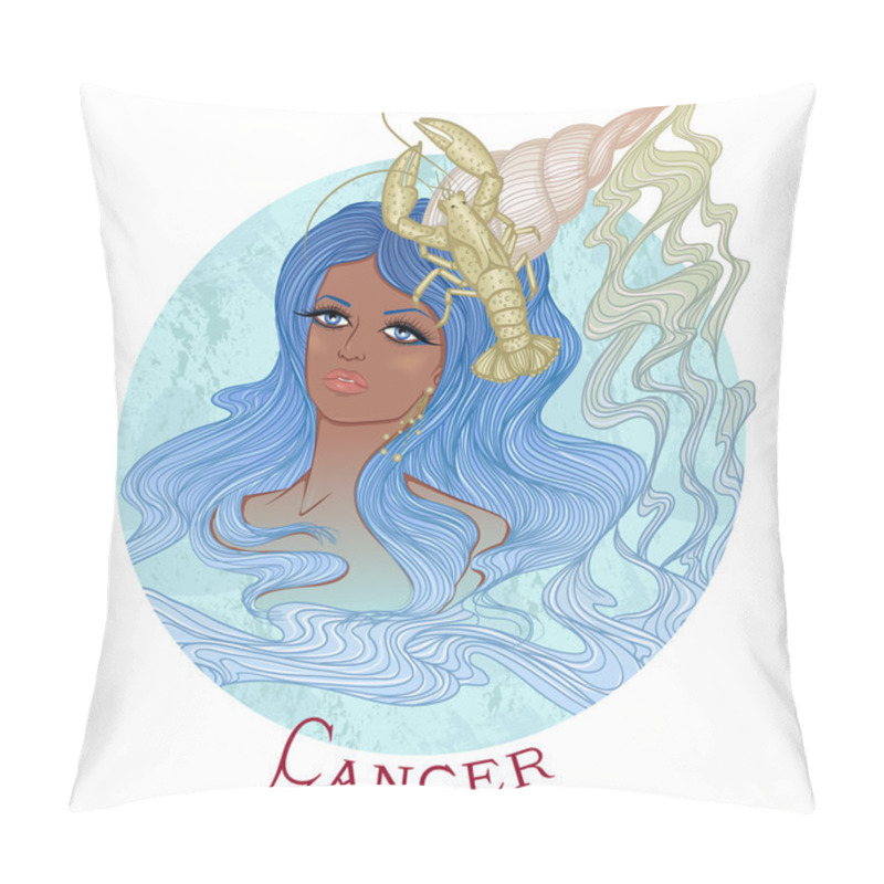 Personality  Astrological Sign Of Cancer As A Beautiful African American Girl Pillow Covers