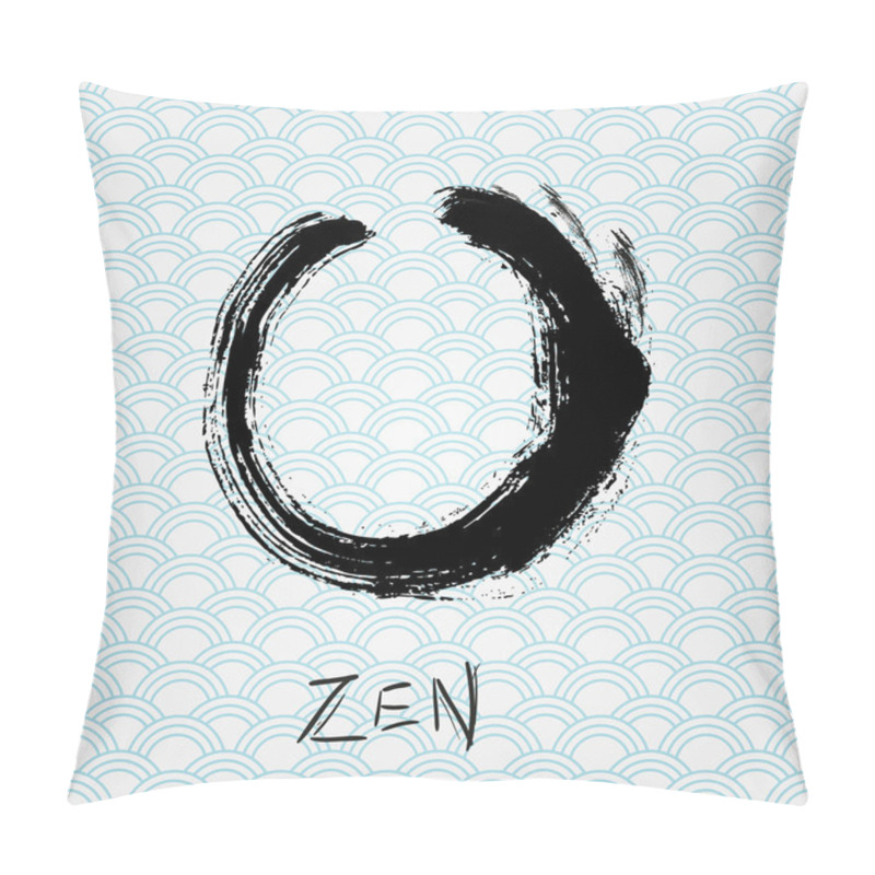 Personality  Zen Calligraphy Brushstroke Circle. Oriental Character. Pillow Covers