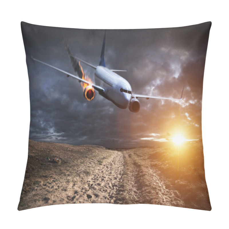 Personality  Plane With Engine On Fire About To Crash Pillow Covers