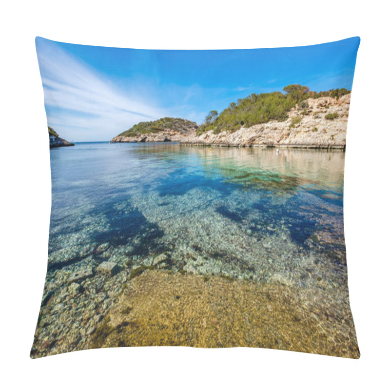 Personality  Cala Portinax Bay With Beautiful Azure Blue Sea Water Pillow Covers