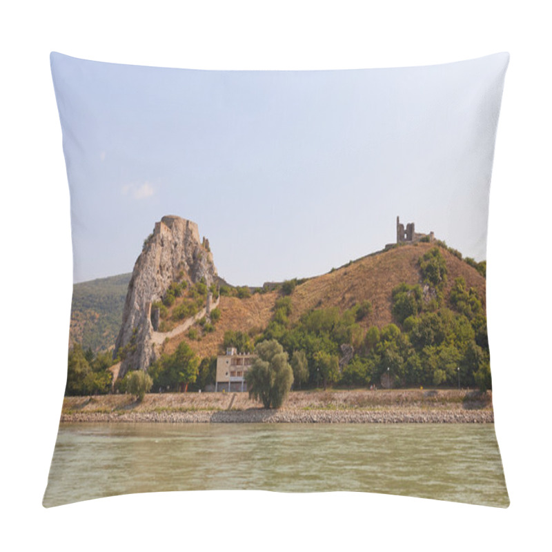 Personality  View Of Devin Castle From Danube River In Slovakia Pillow Covers