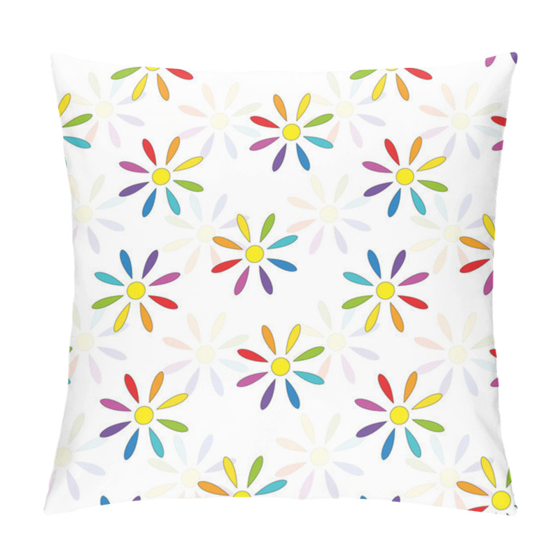 Personality  Bright Seamless Pattern Of Rainbow Flowers. Vector Eps 10. Pillow Covers