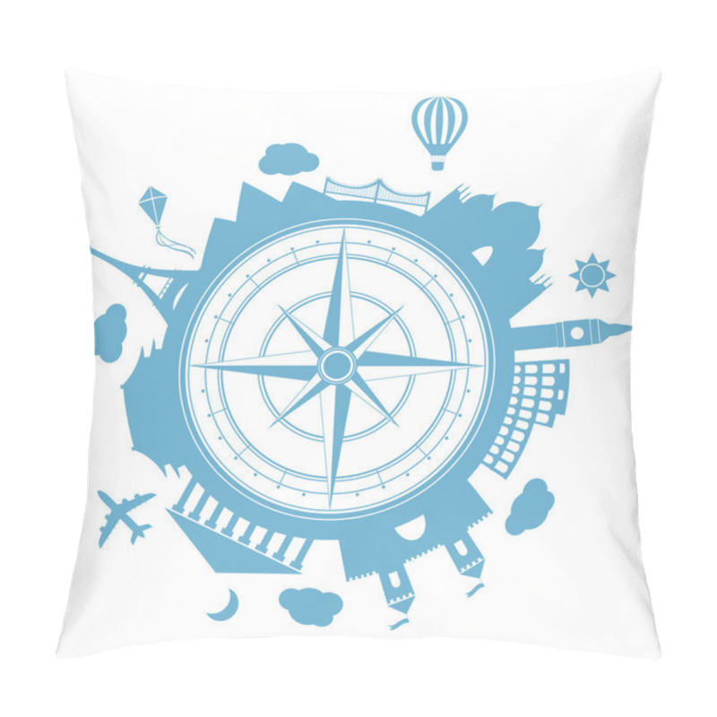 Personality  Travel Agency Vector Round Icon. Pillow Covers