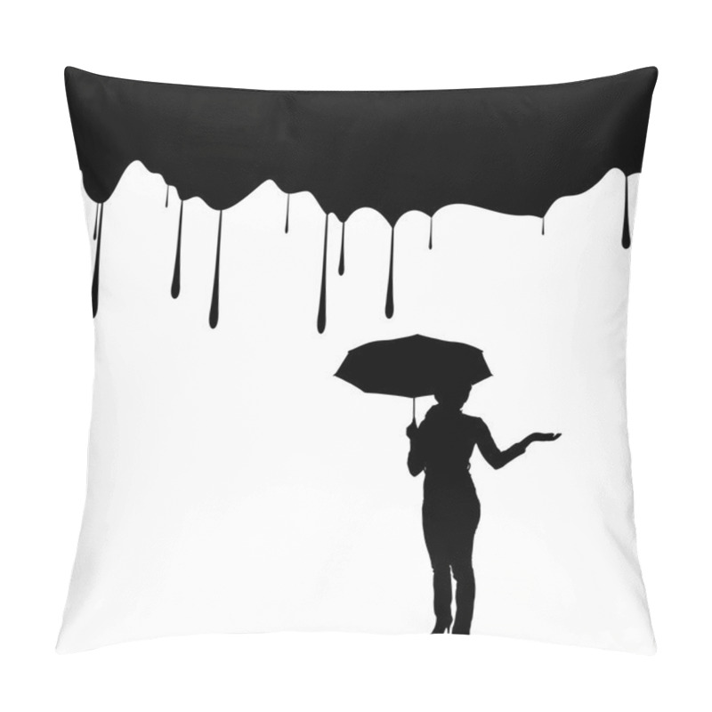 Personality  Silhouettes Of Woman With Umbrella Pillow Covers