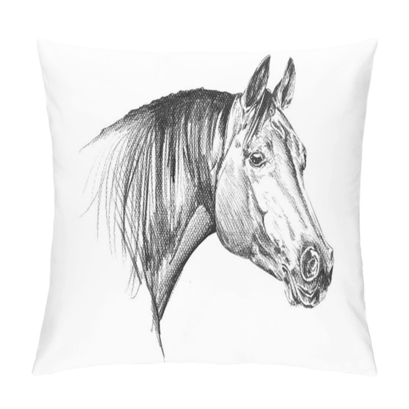 Personality  Freehand Horse Head Pencil Drawing Pillow Covers