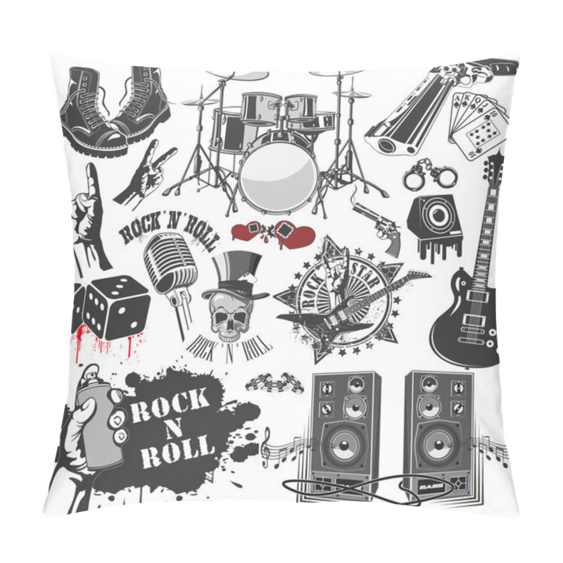 Personality  Set Of Vector Symbols Related To Rock And Roll Pillow Covers