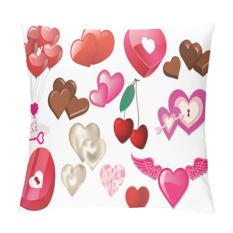 Personality  Set Of Valentine Hearts And Heart Icons Pillow Covers