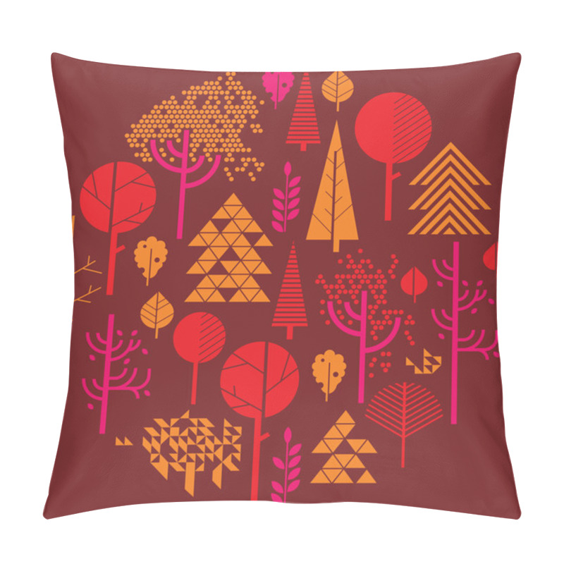 Personality  Round Composition With Tree Silhouettes Pillow Covers