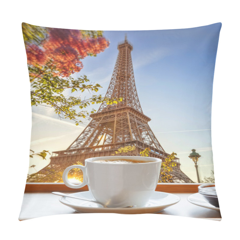 Personality  Eiffel Tower With Cup Of Coffee In Art Style, Paris, France Pillow Covers