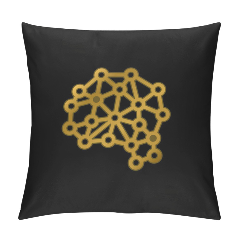 Personality  Artificial Intelligence Gold Plated Metalic Icon Or Logo Vector Pillow Covers