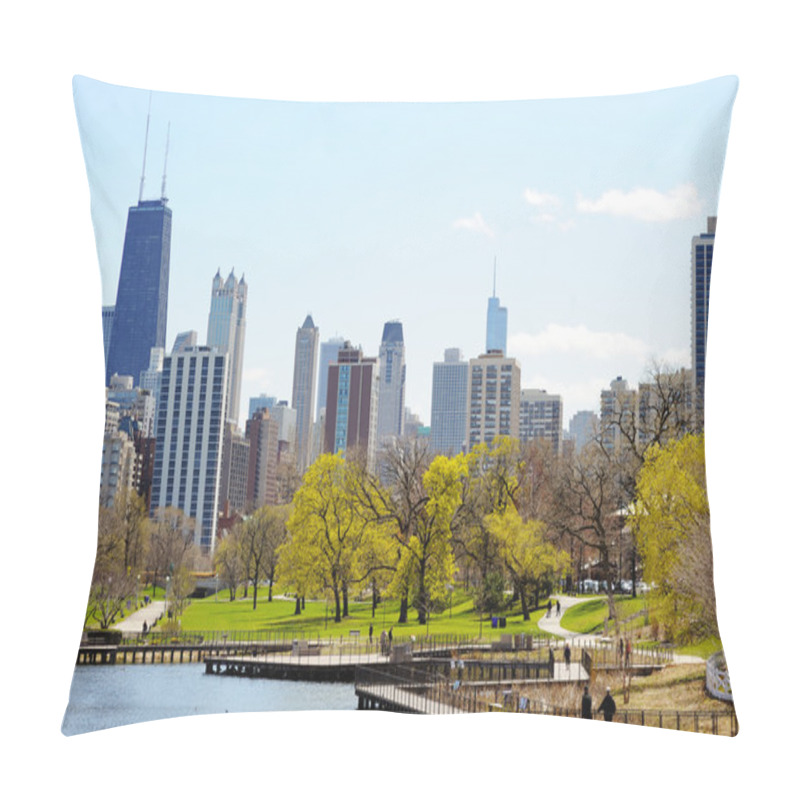 Personality  Chicago Skyline Viewed From Lincoln Park  Pillow Covers