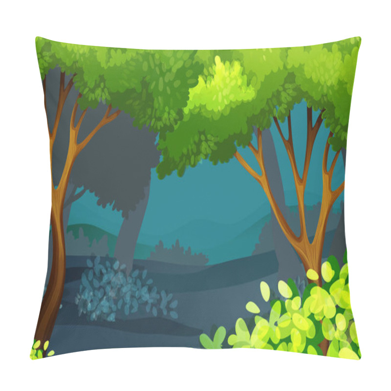 Personality  Forest Scene With Trees And Bush Pillow Covers