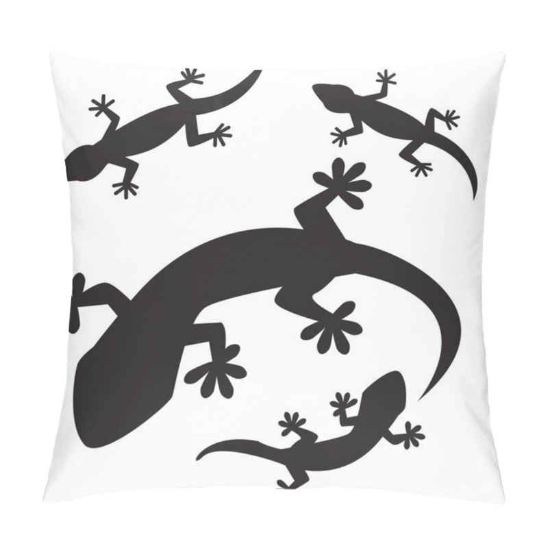 Personality  Set Of Lizards Silhouettes, Isolated On White Background Pillow Covers