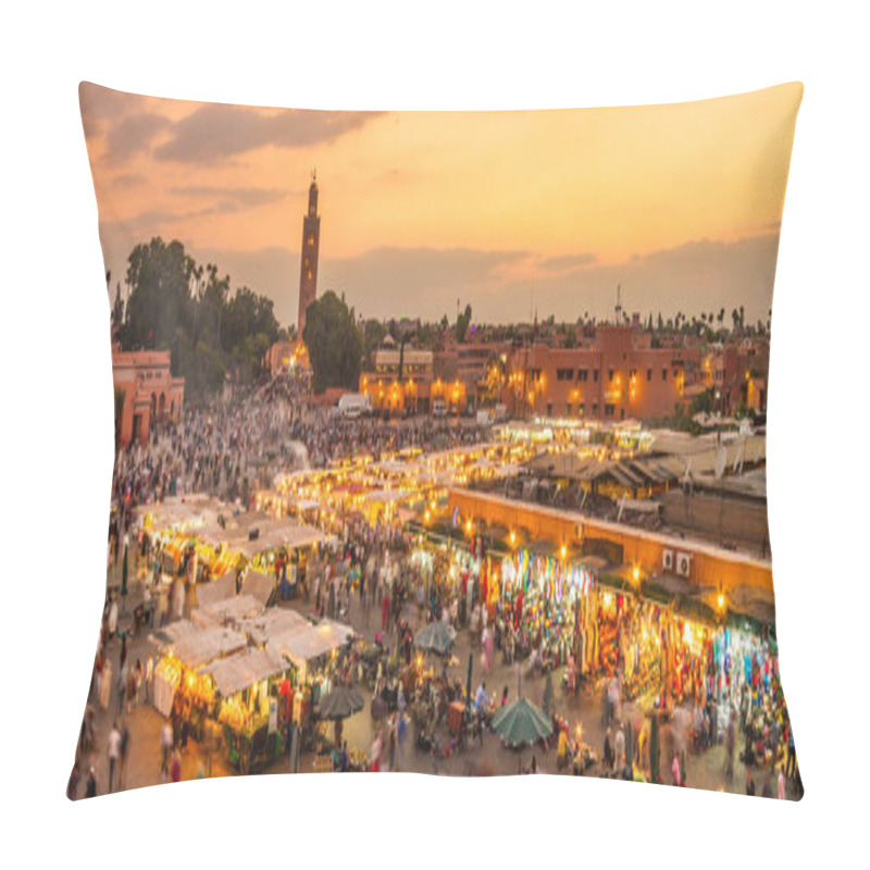 Personality  Jamaa El Fna Market Square In Sunset, Marrakesh, Morocco, North Africa. Pillow Covers