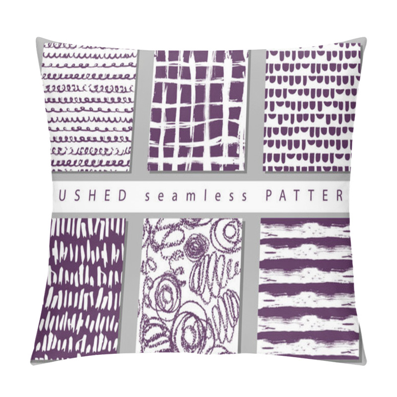 Personality  Vector Set Seamless Pattern With Brush Stripes And Strokes Sign. Violet Color On White Background. Hand Painted Grange Texture. Ink Geometric Elements. Can Be Used For Xmas Christmas. Repeat Print. Pillow Covers