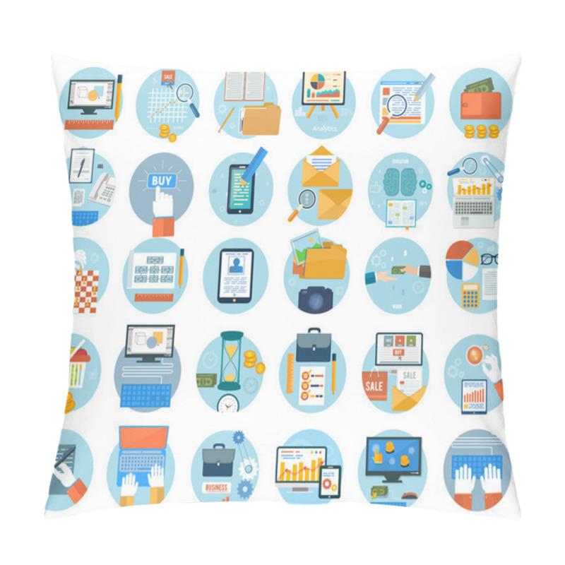 Personality  Business, Office And Marketing Items Icons. Pillow Covers