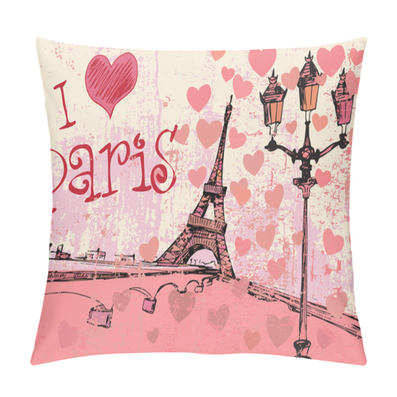 Personality  Paris Grunge Background With Eiffel Tower Pillow Covers