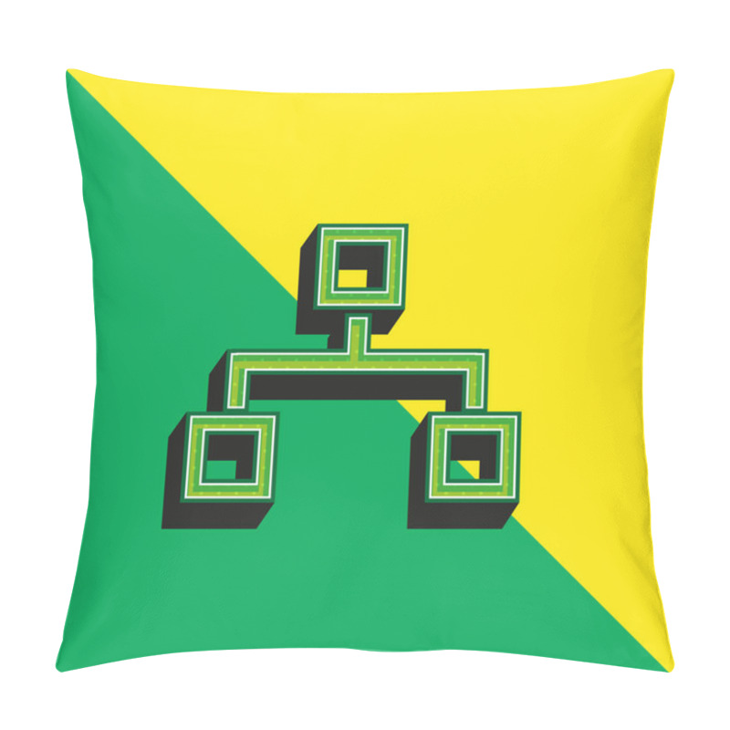 Personality  Blocks Scheme Graphic Green And Yellow Modern 3d Vector Icon Logo Pillow Covers