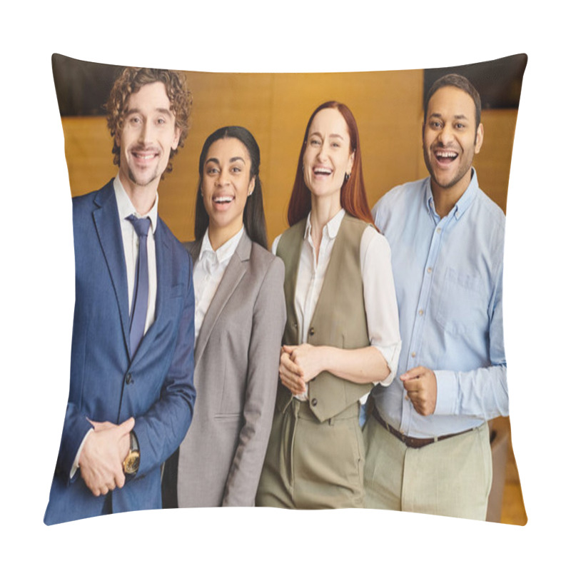 Personality  An Interracial Group Of Business People Standing Together. Pillow Covers