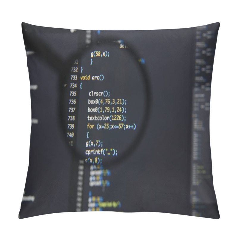 Personality  Real C / C++ Code Developing Screen. Programing Workflow Abstrac Pillow Covers